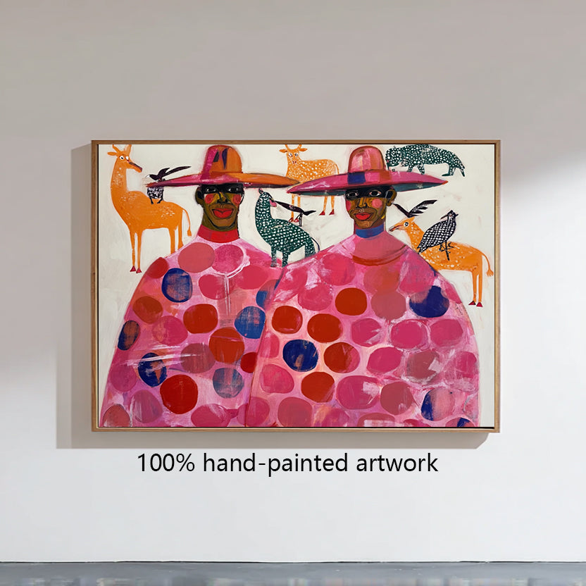 Abstract colorful people painting contemporary figure art Pink figure painting