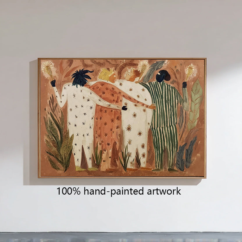 Bohemian folk style art Painting Primitive style figure art