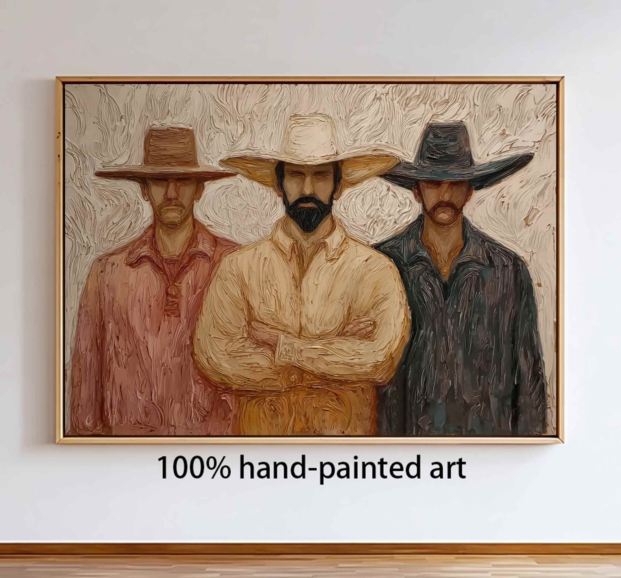 Abstract people painting, western cowboy people graffiti wall decor painting