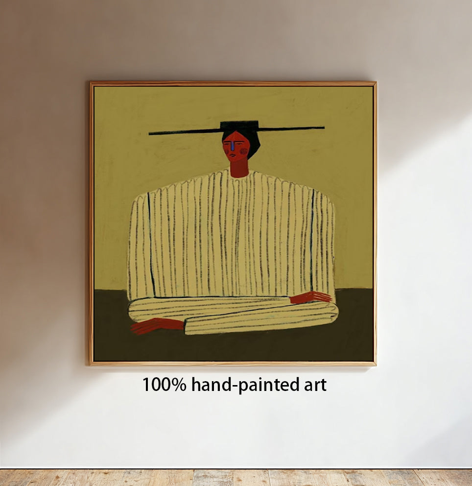 Earth-Toned Abstract Figurative Painting - Modern Folk Art Painting