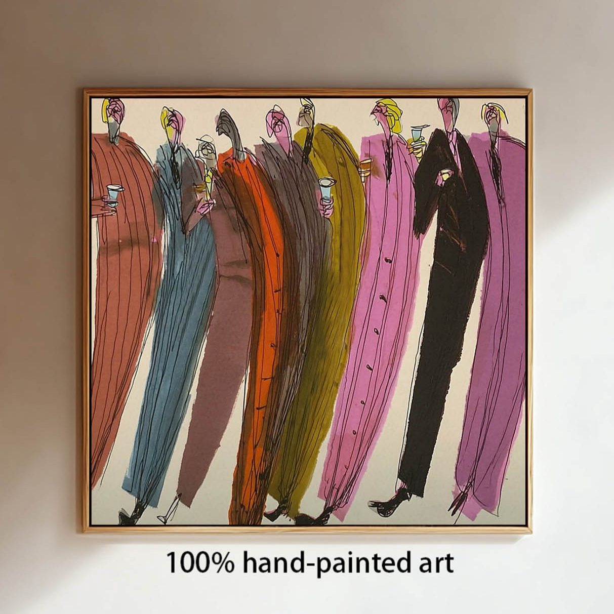 Modern Abstract Party Painting - Mid-Century Fashion Illustration Wall Art for Dining Decor