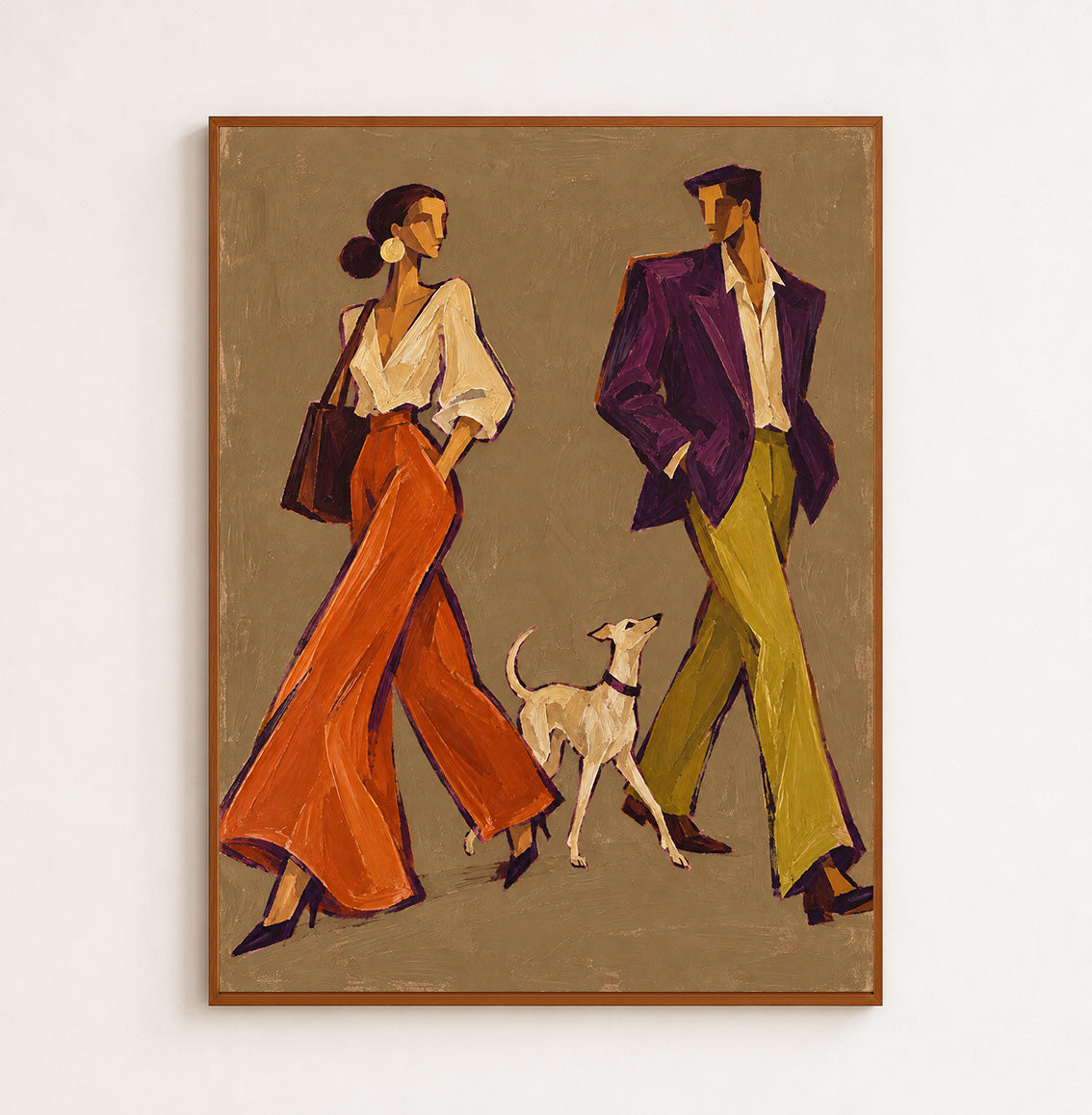 High Fashion Couple Canvas Art, Retro Street Style Painting, Chic Living Room Artwork