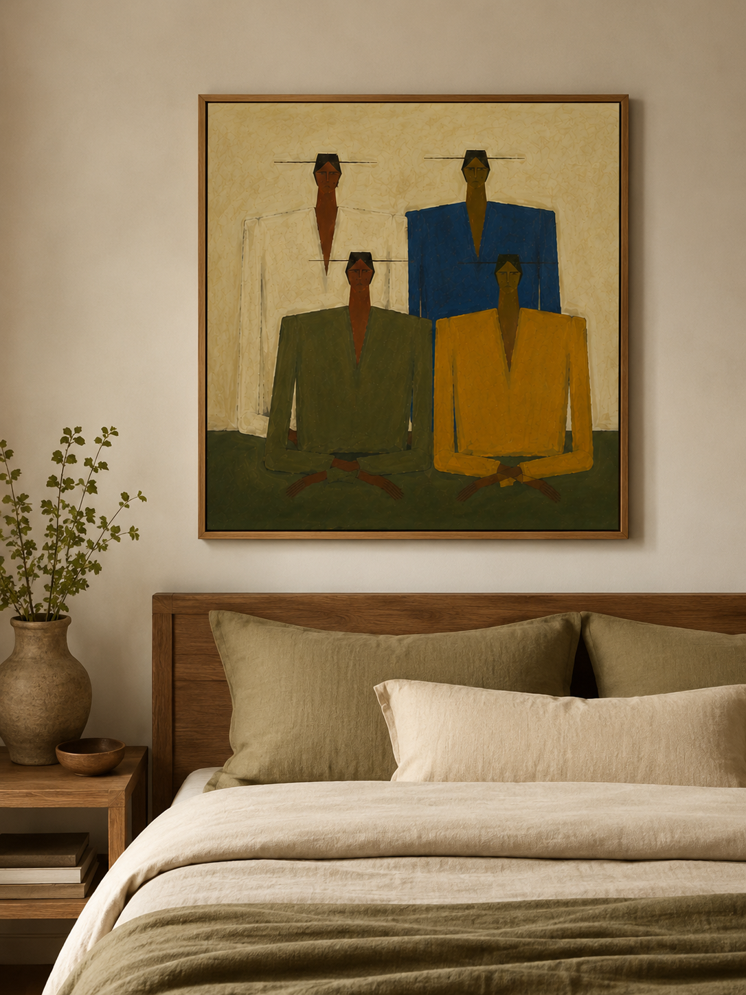 Abstract Figurative Painting With Earth Tones For Modern Living Room Wall Decor