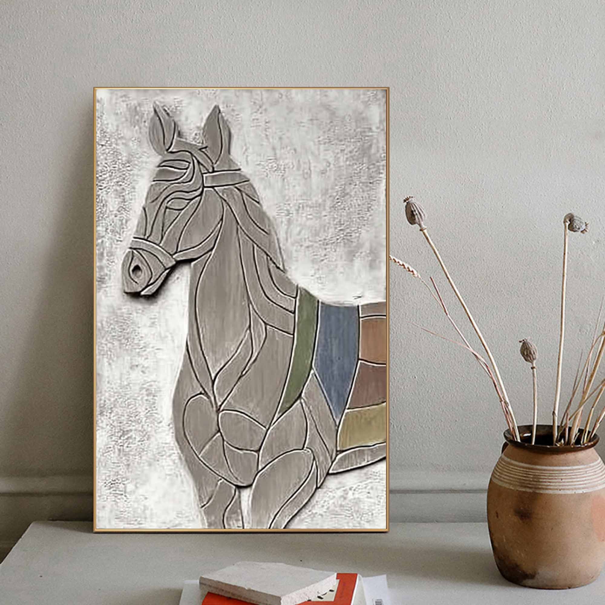 Horse Abstract wood Sculpture art Horse Textured Sculpture wall decor