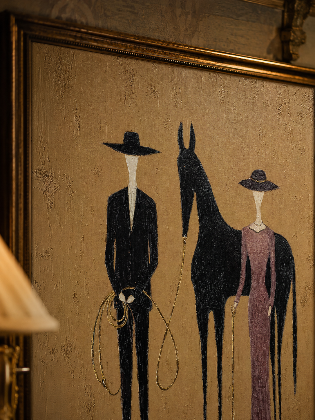 Abstract Equestrian Art For Modern Farmhouse Decor Earthy Tones Original Oil Painting