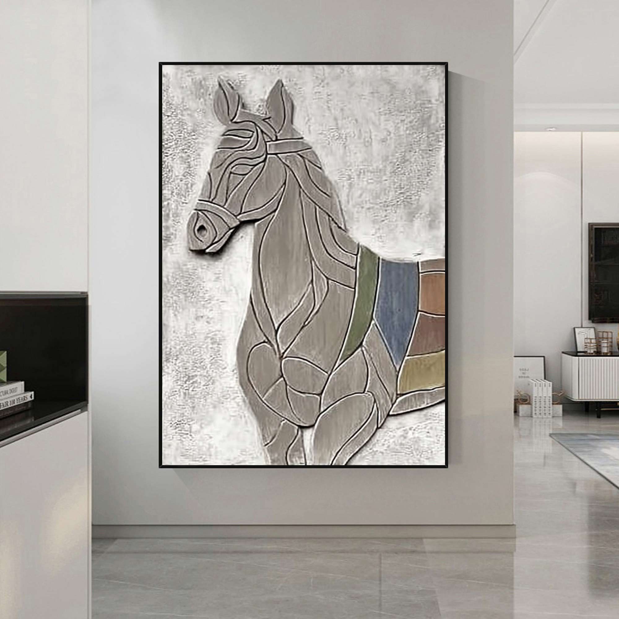 Horse Abstract wood Sculpture art Horse Textured Sculpture wall decor