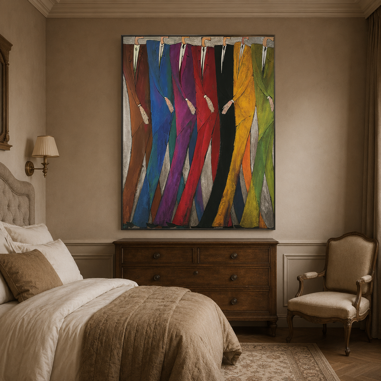 Colorful Abstract Men In Suits Painting For Modern Living Room Wall Art Decor