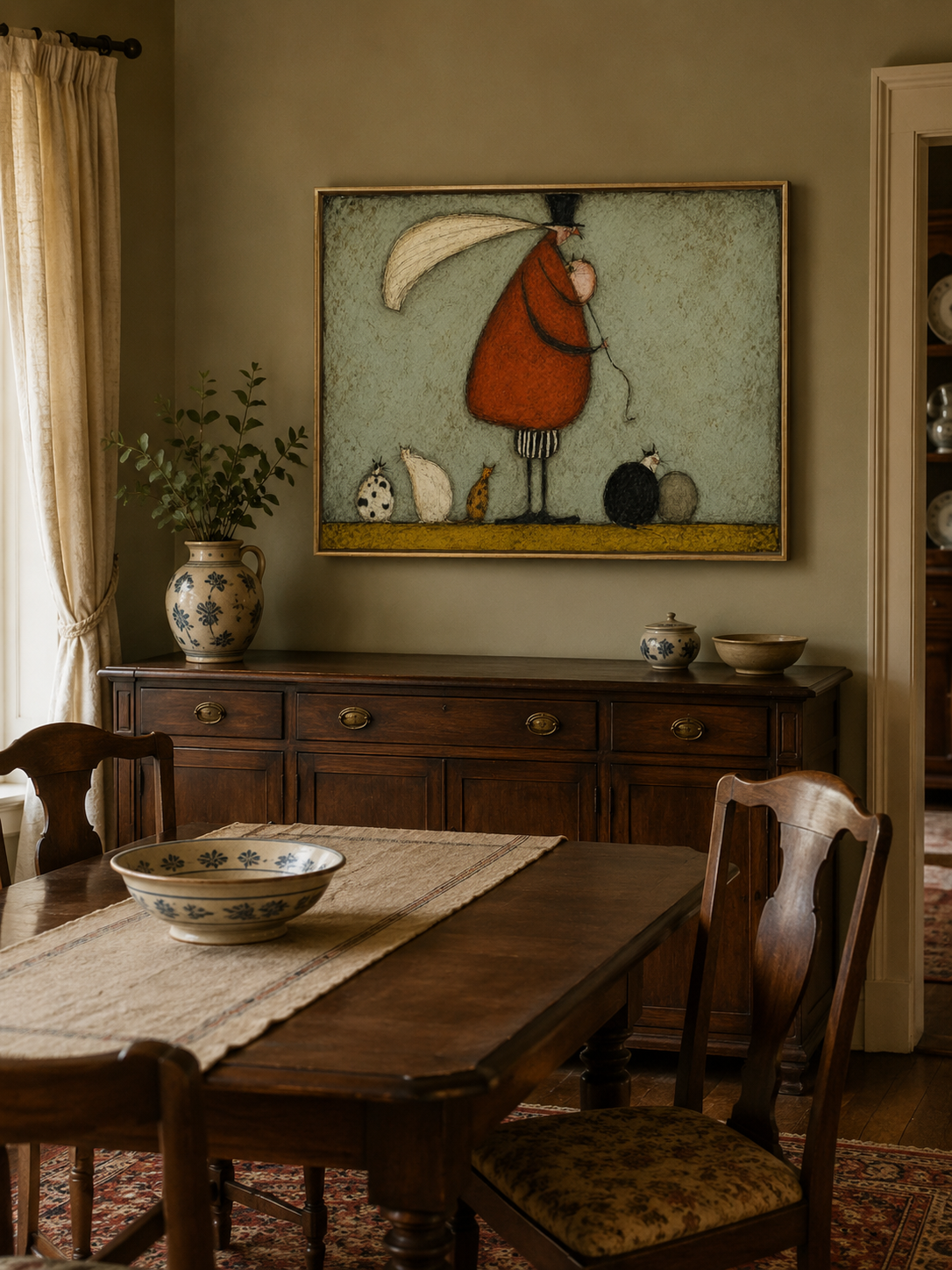 Retro Style Gentleman And Cat Art Unique Square Canvas For Modern Home Decor