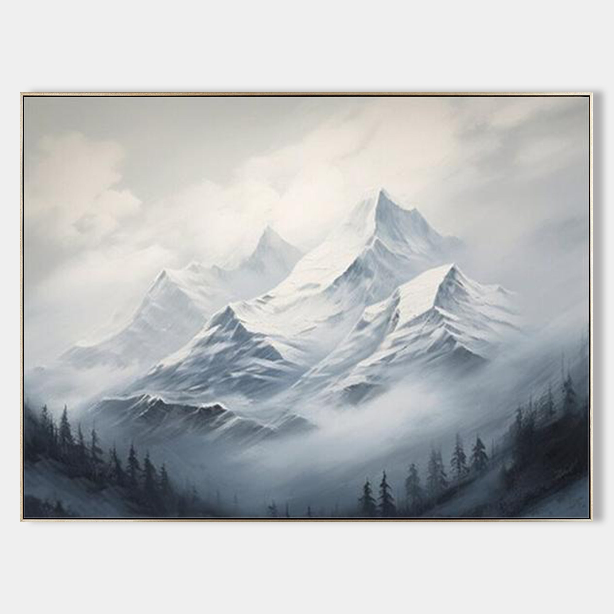 Large mount paintings mountain wall art Large blue abstract art blue mountain landscape art