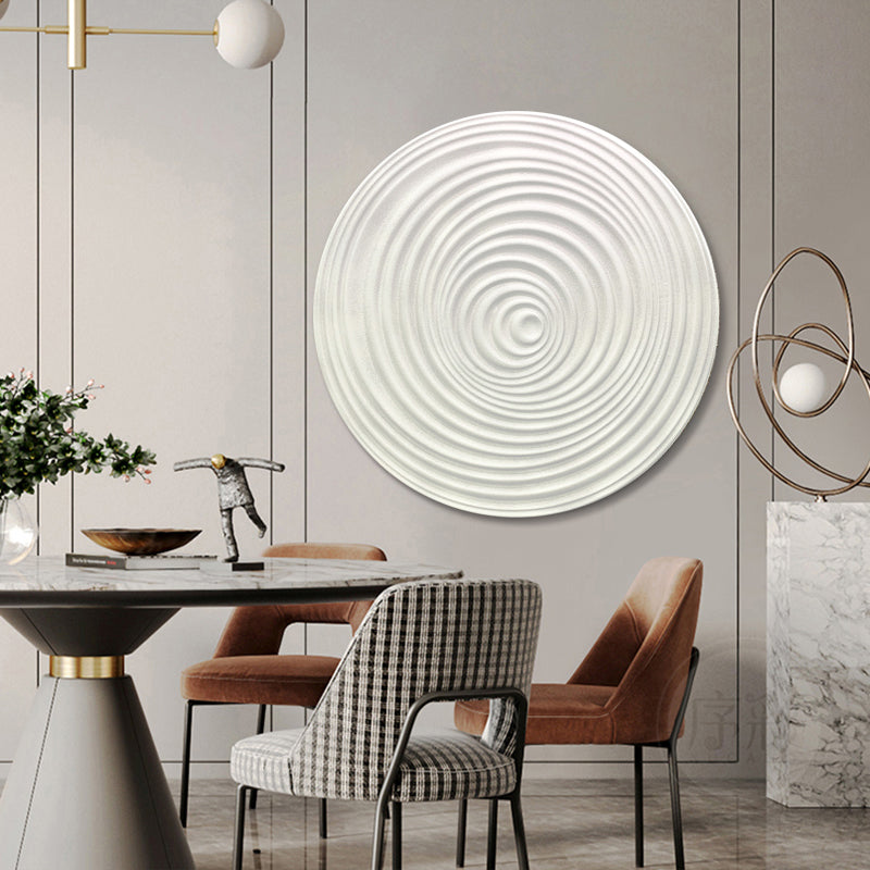 white Circle Painting Beige Textured Wall art white Circle Sculptured art Painting Beige white Circle Art sculpture