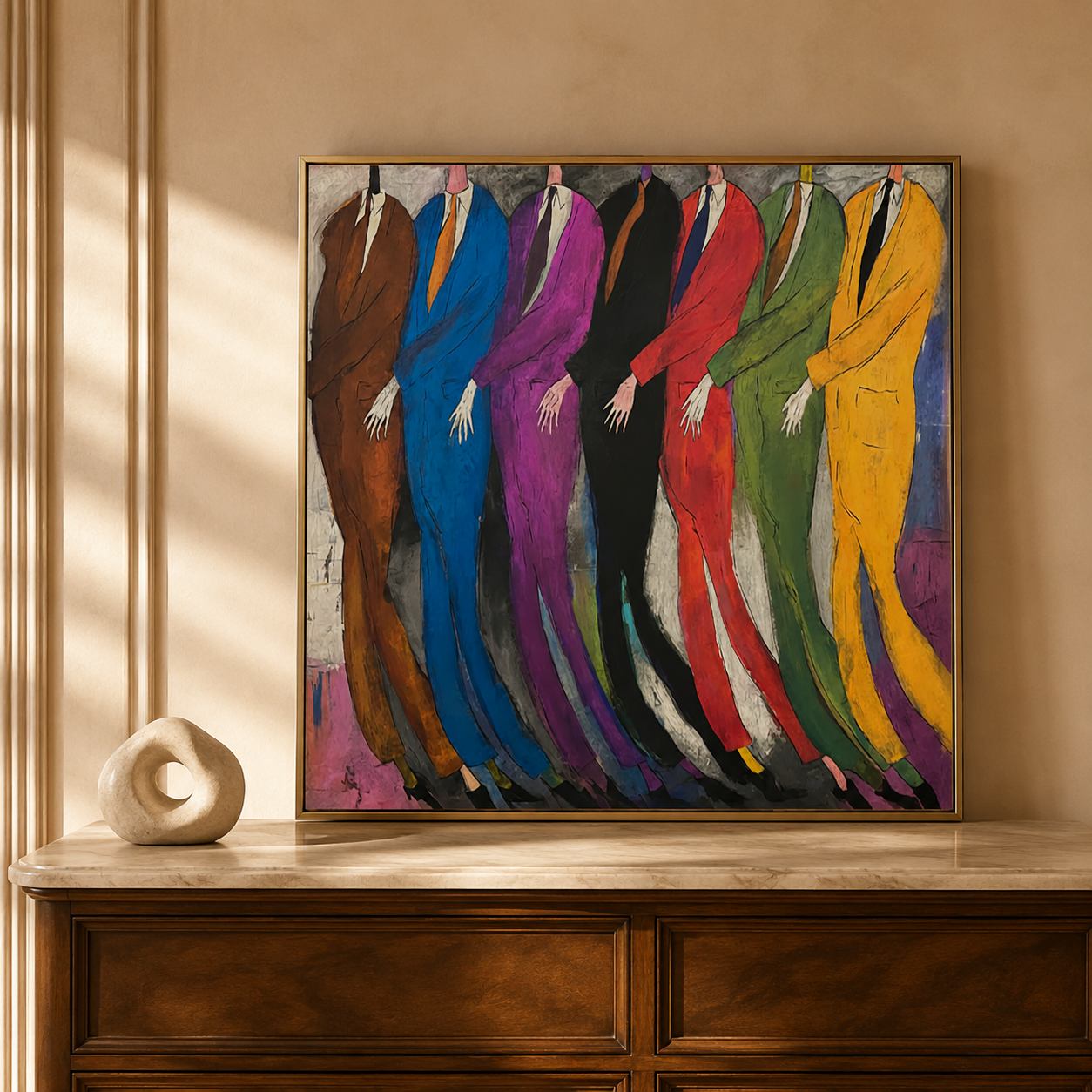 Modern Abstract Men Art Gift Colorful Suits Painting For Office Decor