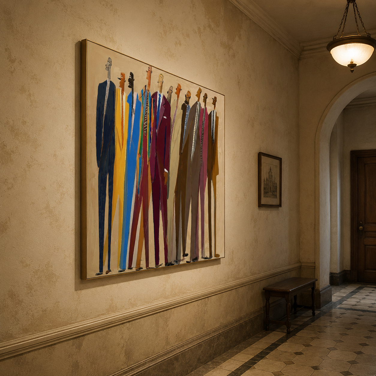 Abstract Men In Suits Painting Modern Figurative Art For Office Decor