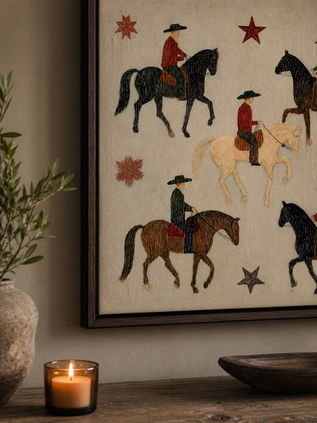 Western Wall Art For Living Room Cowboy Theme Square Canvas