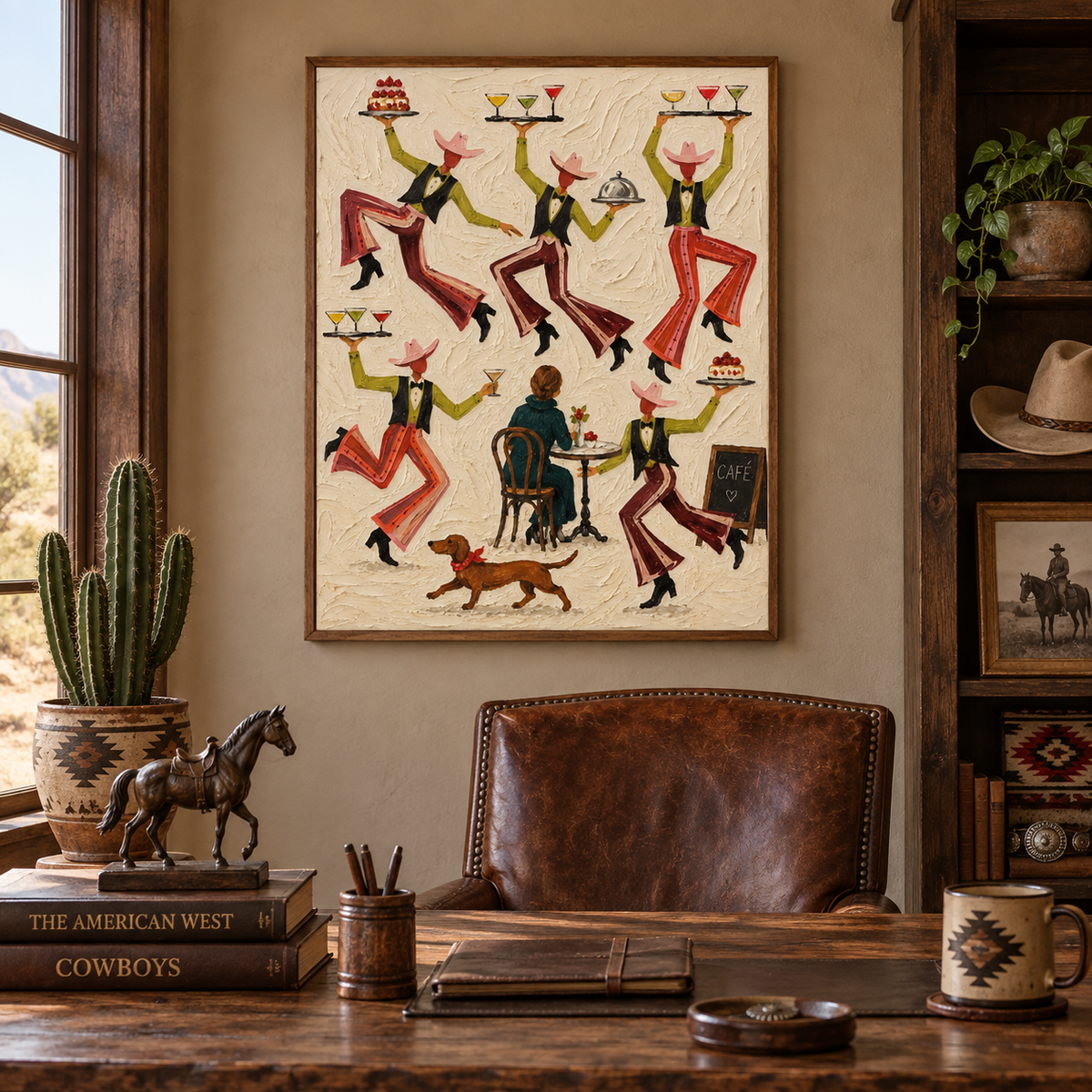 Rustic Dining Room Wall Art Modern Western Café Theme Hand Painted Canvas