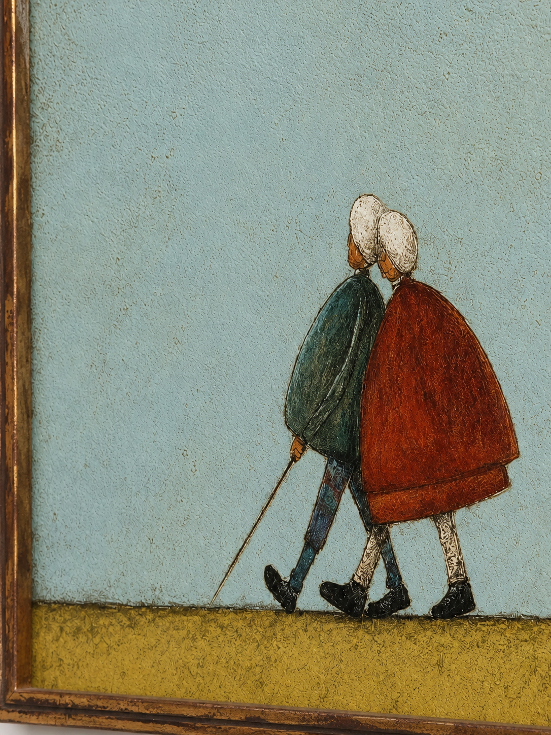 Vintage Elderly Couple With Dog Painting For Cozy Home Decor