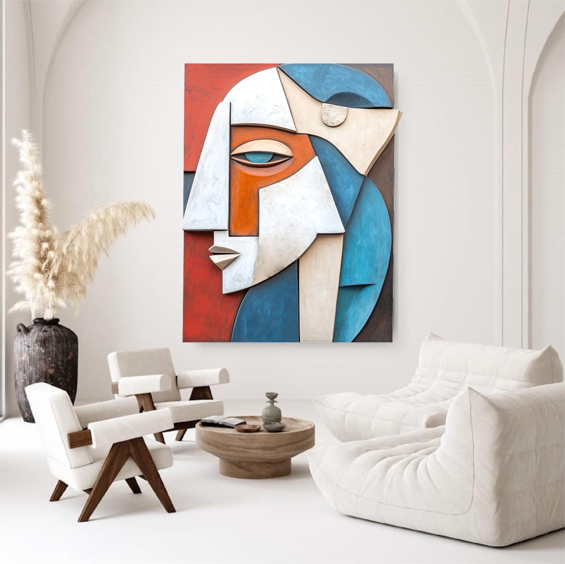 face 3D Textured Wall Decor Wood carving wall art Wooden wall decor Art