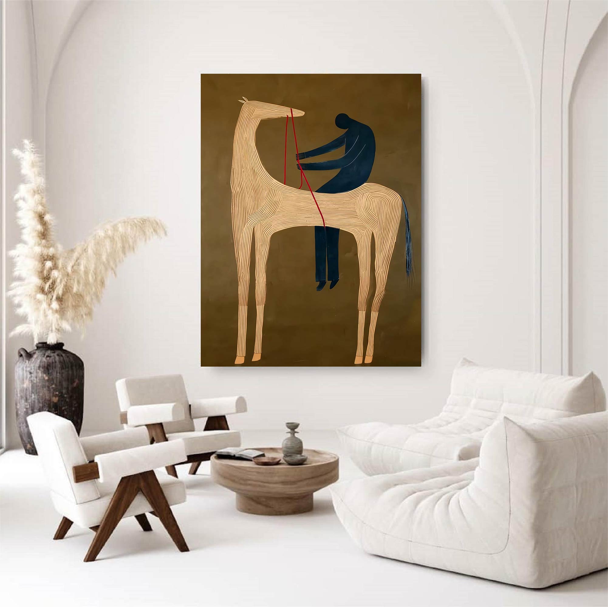 Surreal Horse Art Painting Whimsical Figure & Horse Painting