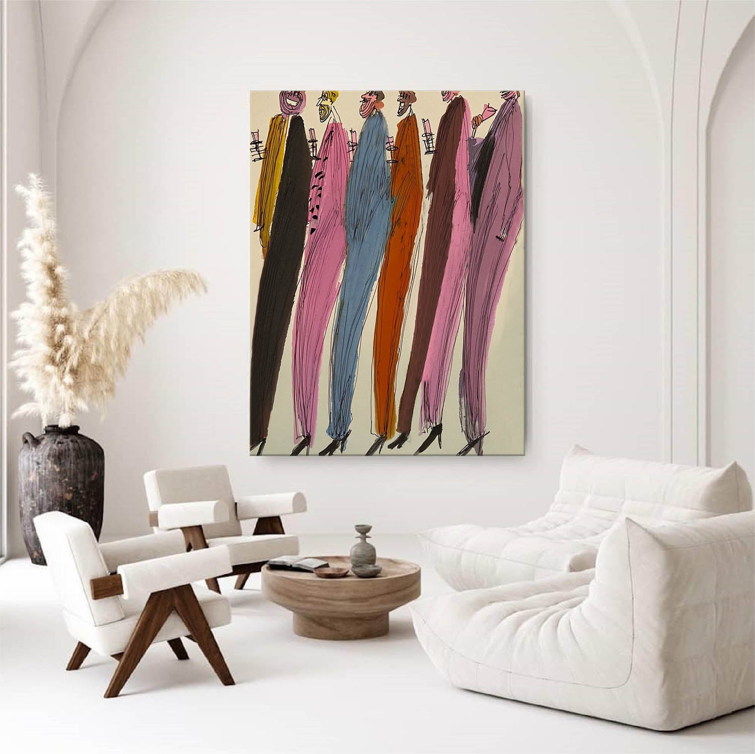 Colorful Abstract figures Painting - Expressionist Figurative Wall Art for Modern Creative Office