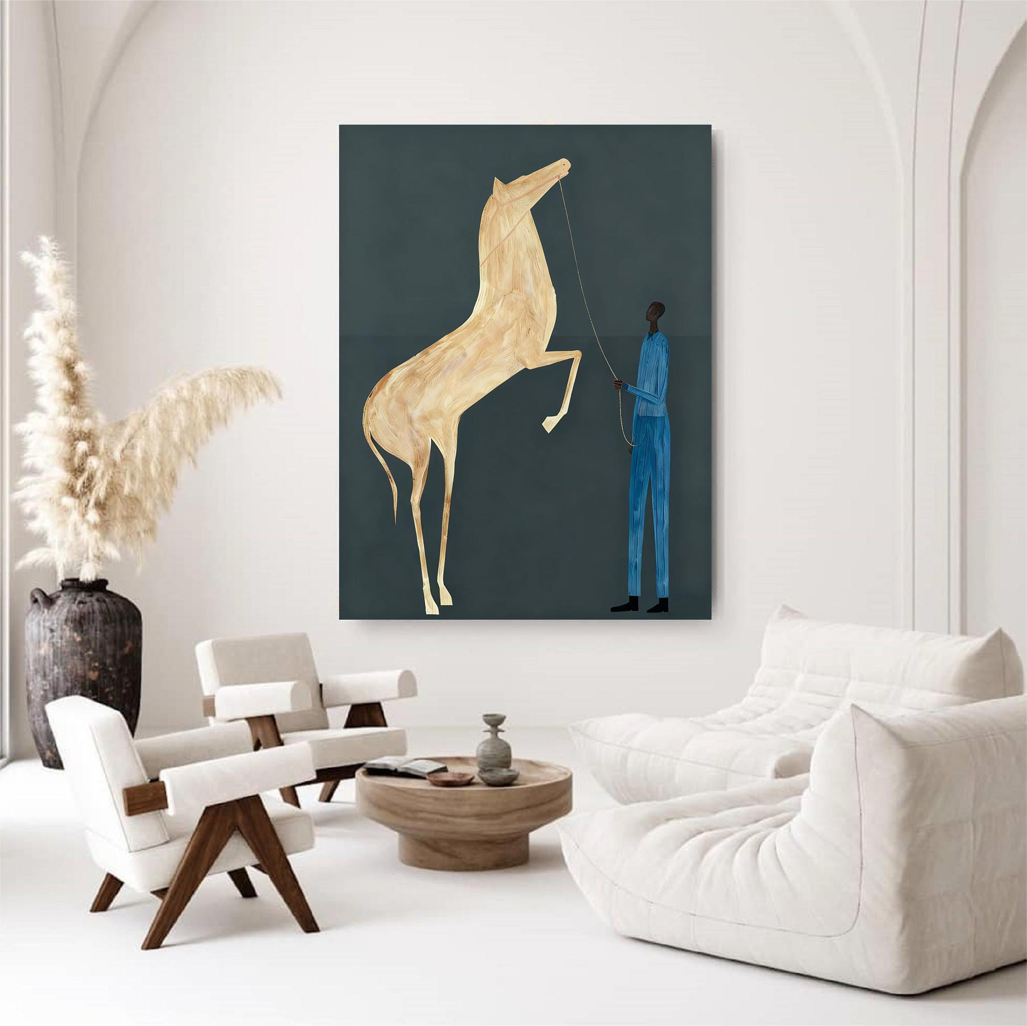 Surreal Horse & Rider Art Painting Quirky Equestrian Painting