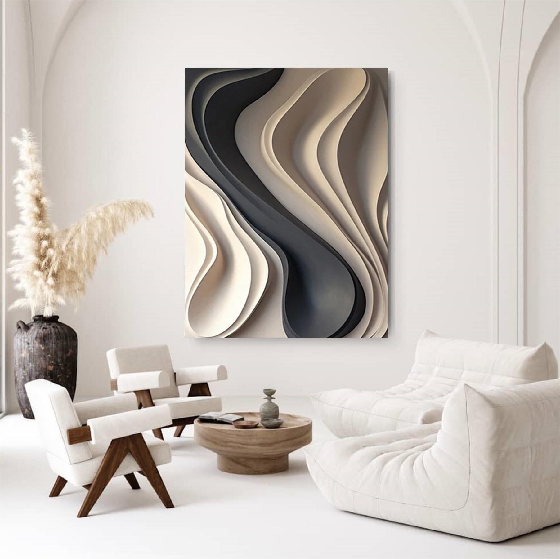 Wood Textured Wall Decor Sculptured Block Art Sculptured art Painting