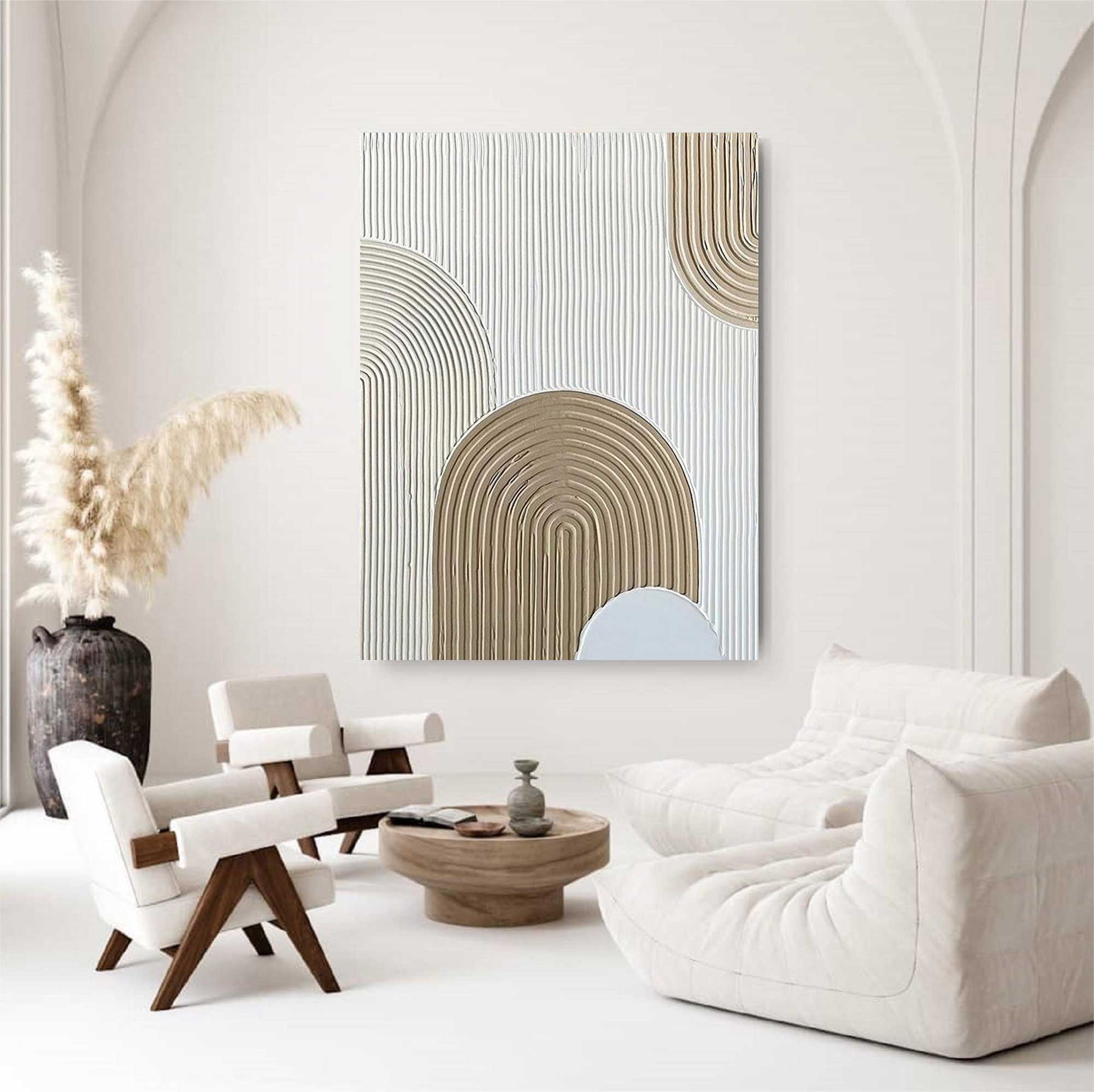 Large Beige Wall Art Beige white Minimalist Art white Beige Canvas Art Large Beige Abstract Art
