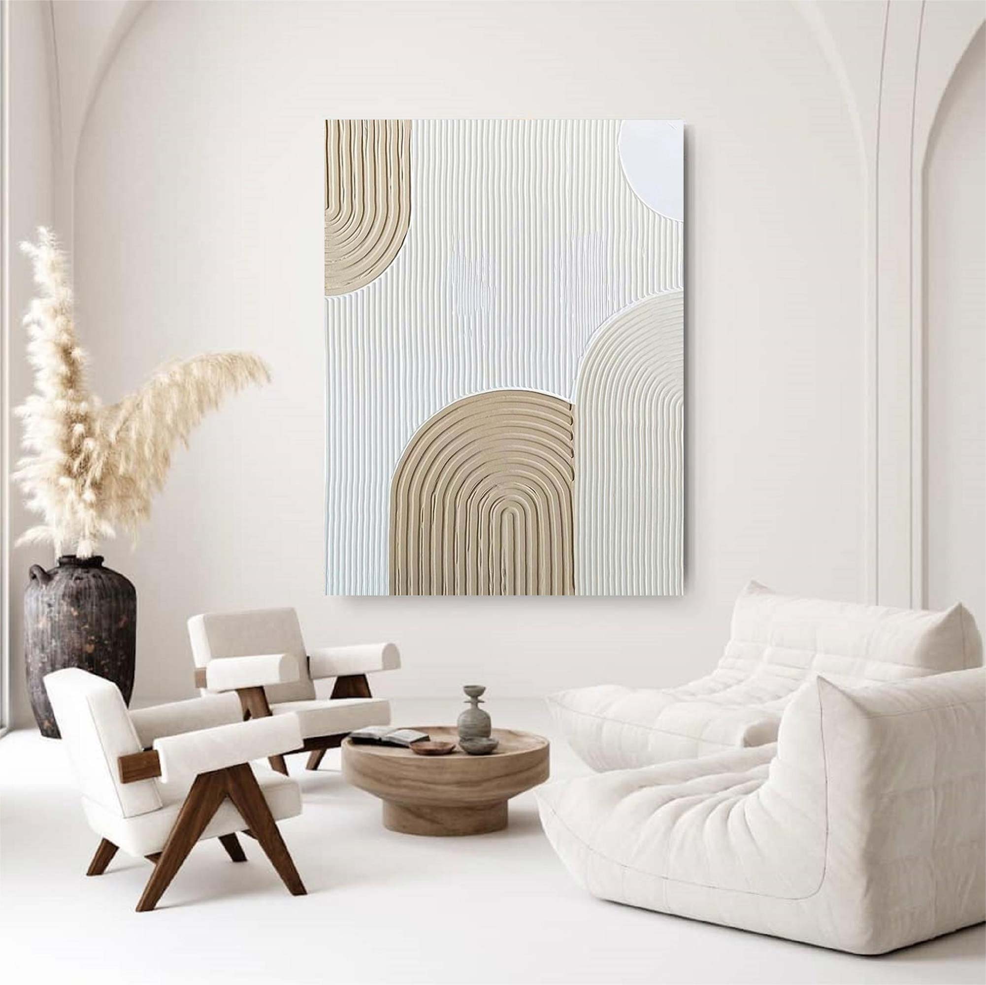Large Beige Wall Art Beige white Minimalist Art white Beige Canvas Art Large Beige Abstract Art