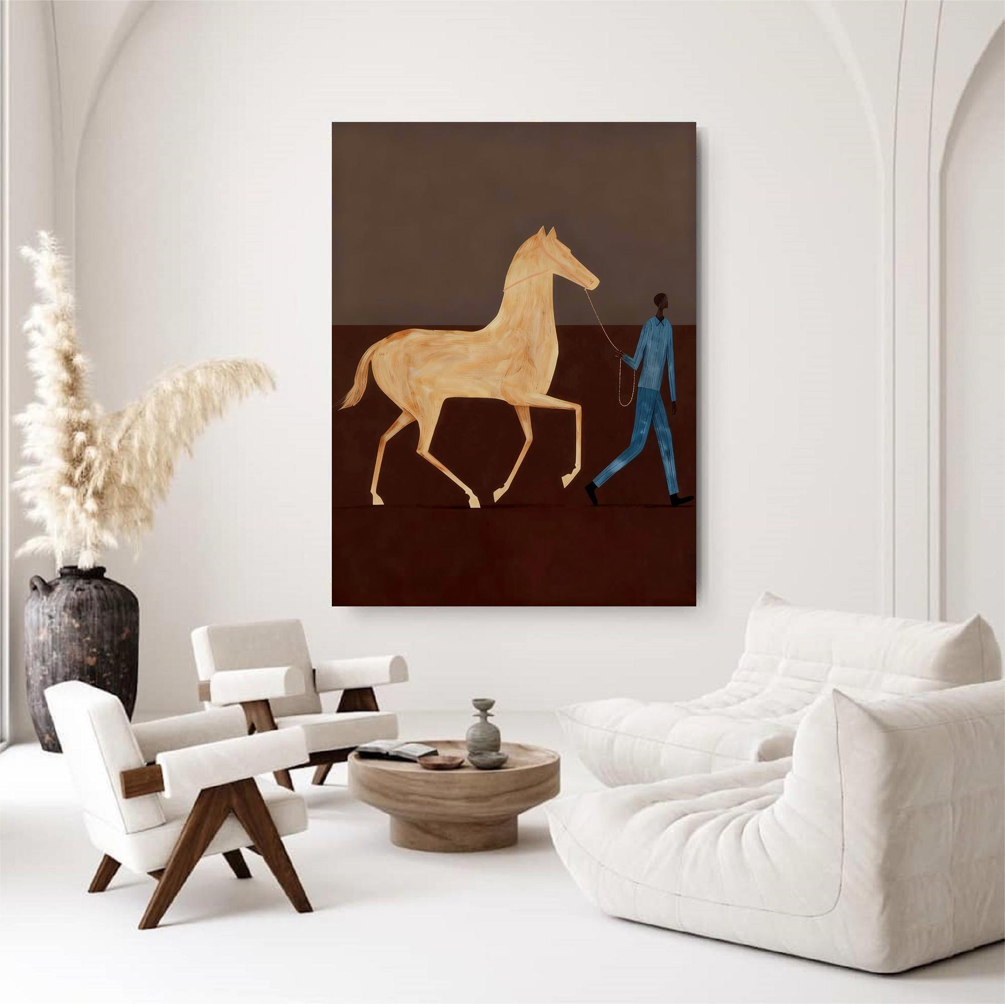 Surreal Horse Art Painting Horse Painting Modern Folk Art Horse & Rider
