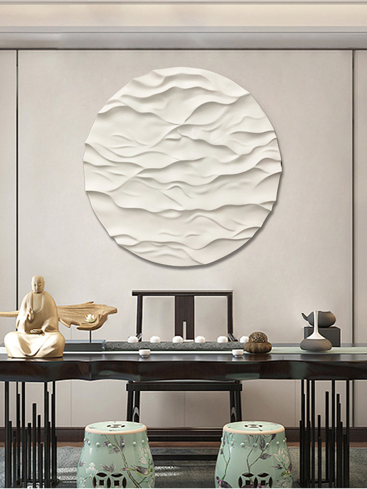 Beige Textured Wall art white Circle Painting white Circle Sculptured art Painting Beige white Circle Art sculpture