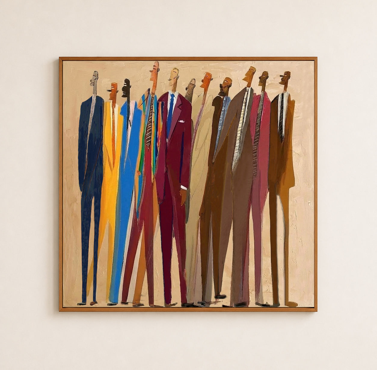 Abstract Men In Suits Painting Modern Figurative Art For Office Decor
