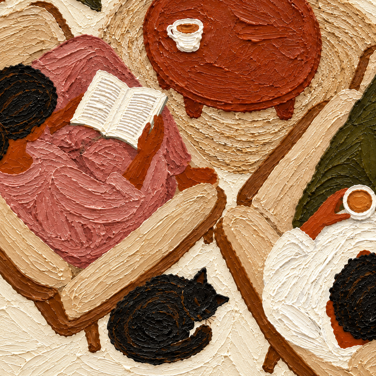 Cat Lover Wall Art、Couple And Cat Art、Cozy Home Wall Art、Reading Nook Art