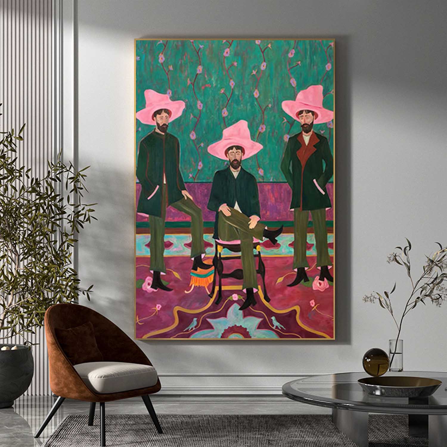 pink hat man figure abstract painting pink hat man figure art Figure abstract painting pink hat figure painting