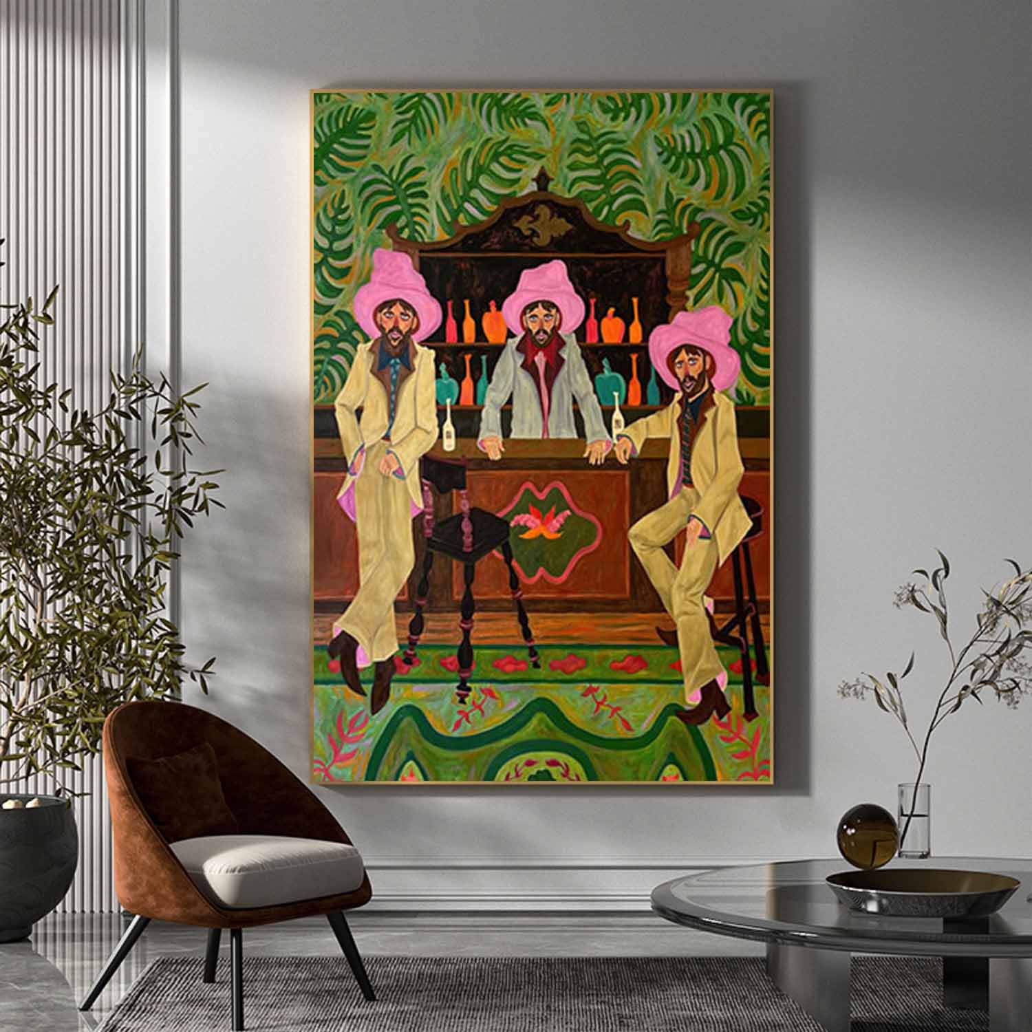 pink hat man figure abstract painting pink hat man figure art Figure abstract painting pink hat figure painting