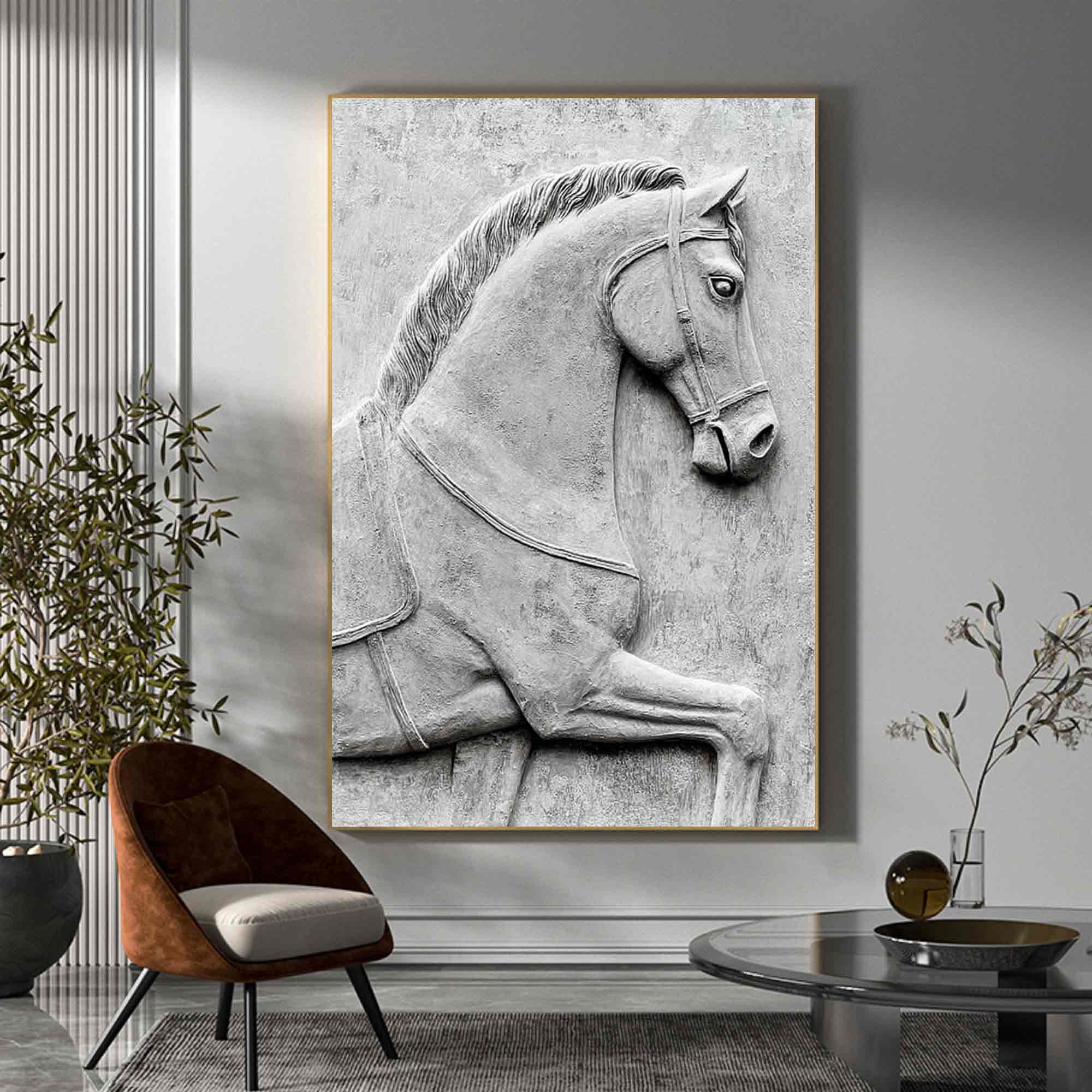 Horse 3D Textured Sculpture wall decor Horse Abstract wooden art