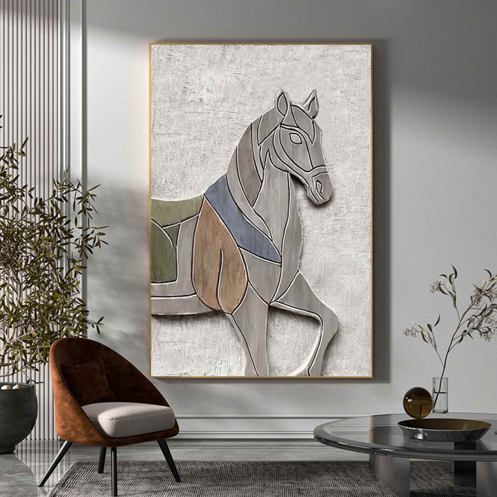 Horse Textured Sculpture wall decor Horse Abstract wood Sculpture art