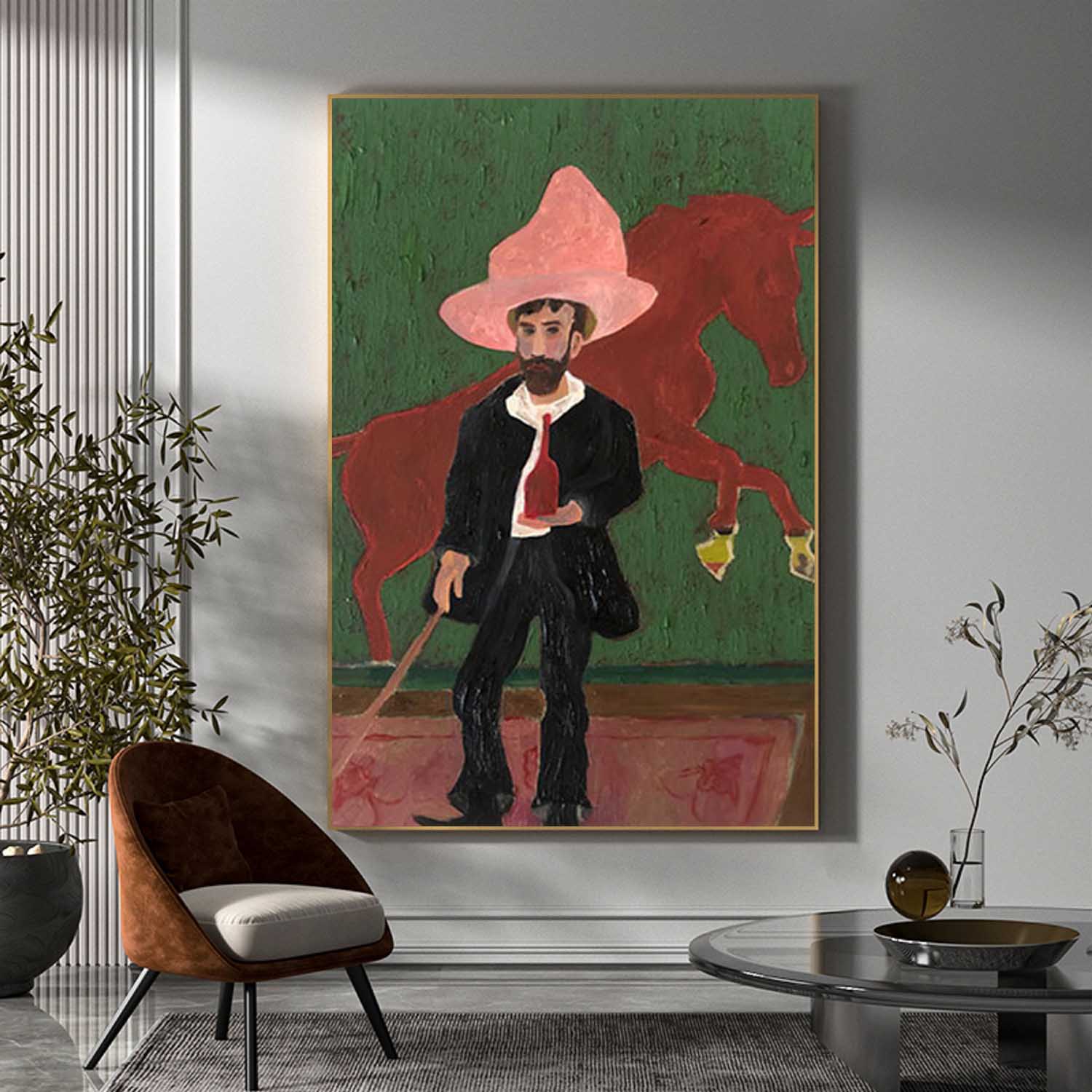 Red hat figure painting Figure abstract painting, figure face art, red figure abstract painting, modern figure abstract painting