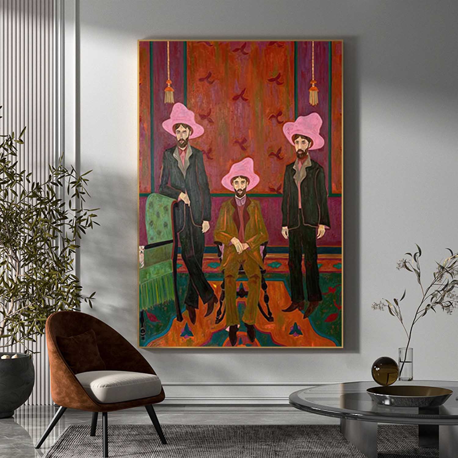 red hat figure abstract painting Figure abstract painting three Red hat figure painting figure face art