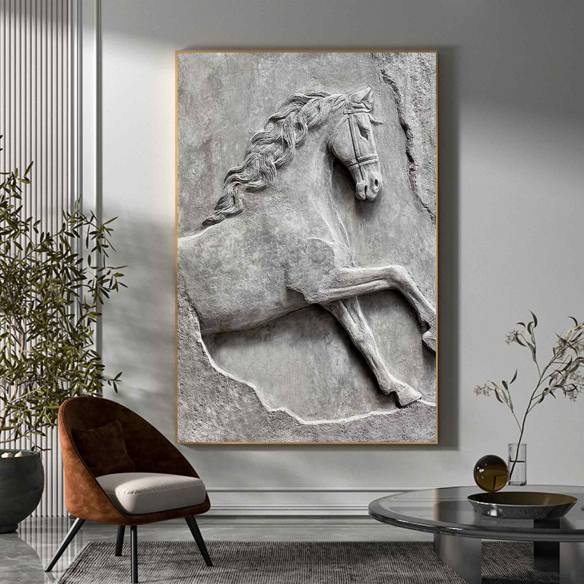 Horse Abstract wooden art horse 3D Textured Sculpture wall decor
