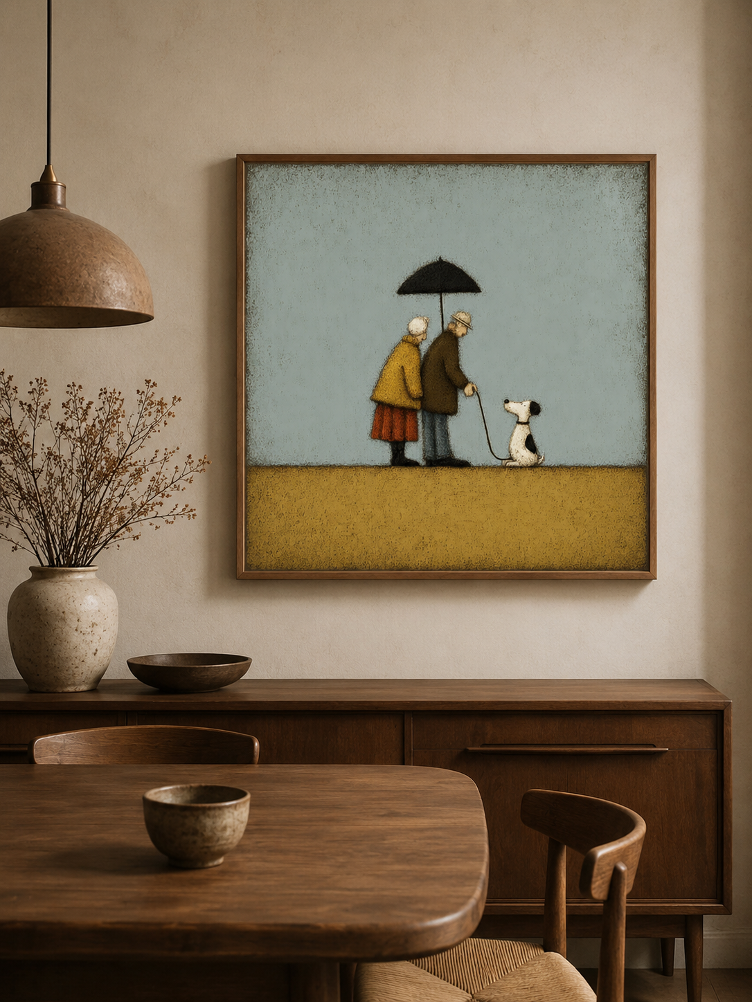 Golden Anniversary Gift Vintage Style Elderly Love Wall Art For Cozy Living Room