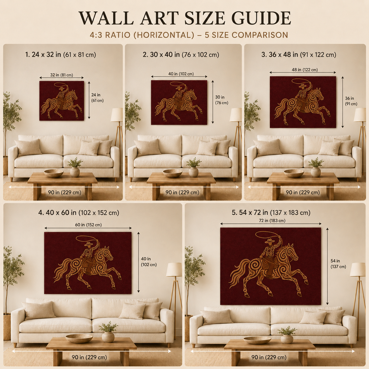 Red Cowboy Horse Oil Painting, Burgundy Western Wall Art, Lasso Rodeo Ranch Decor