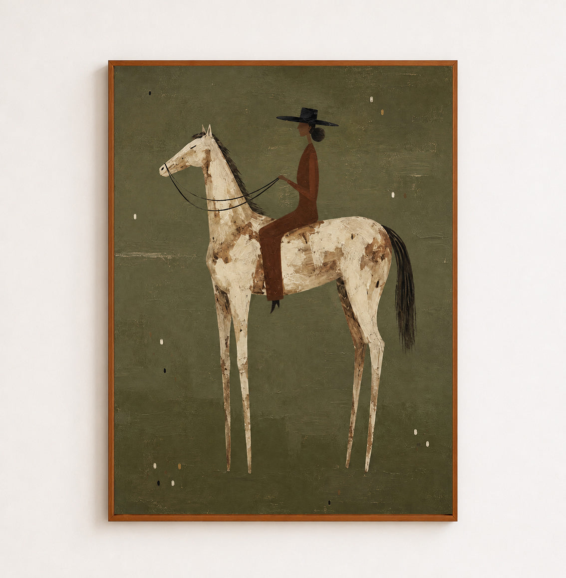Stylized Woman On Horse Painting For Southwestern Home Decor Wall Art