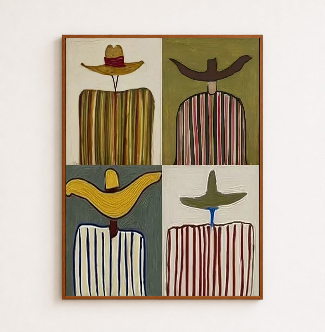 Mid Century Modern Cowboy Art With Striped Patterns For Living Room Decor