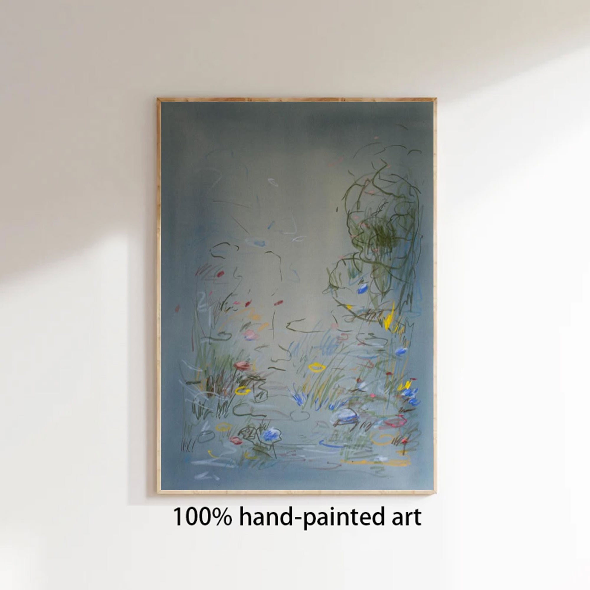 flower painting Blue abstract painting, Blue plant wall painting