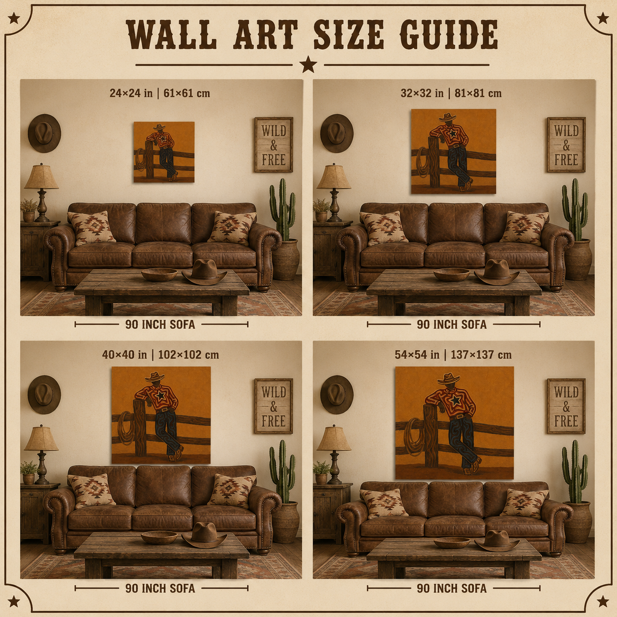 Western Ranch Cowboy Art, Cowboy Leaning On Fence Painting, Country Western Canvas Art