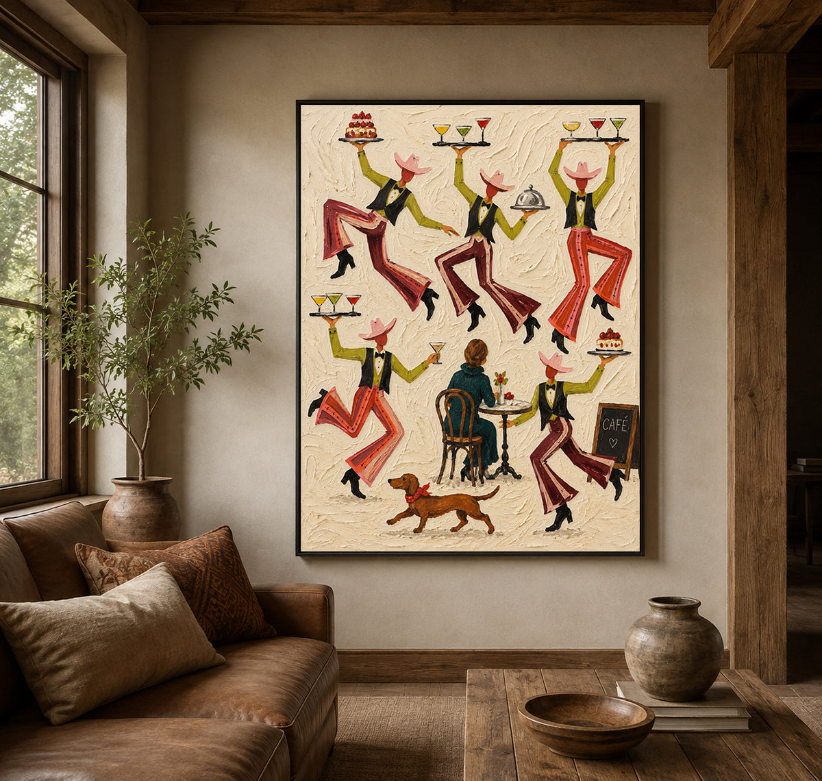 Rustic Dining Room Wall Art Modern Western Café Theme Hand Painted Canvas