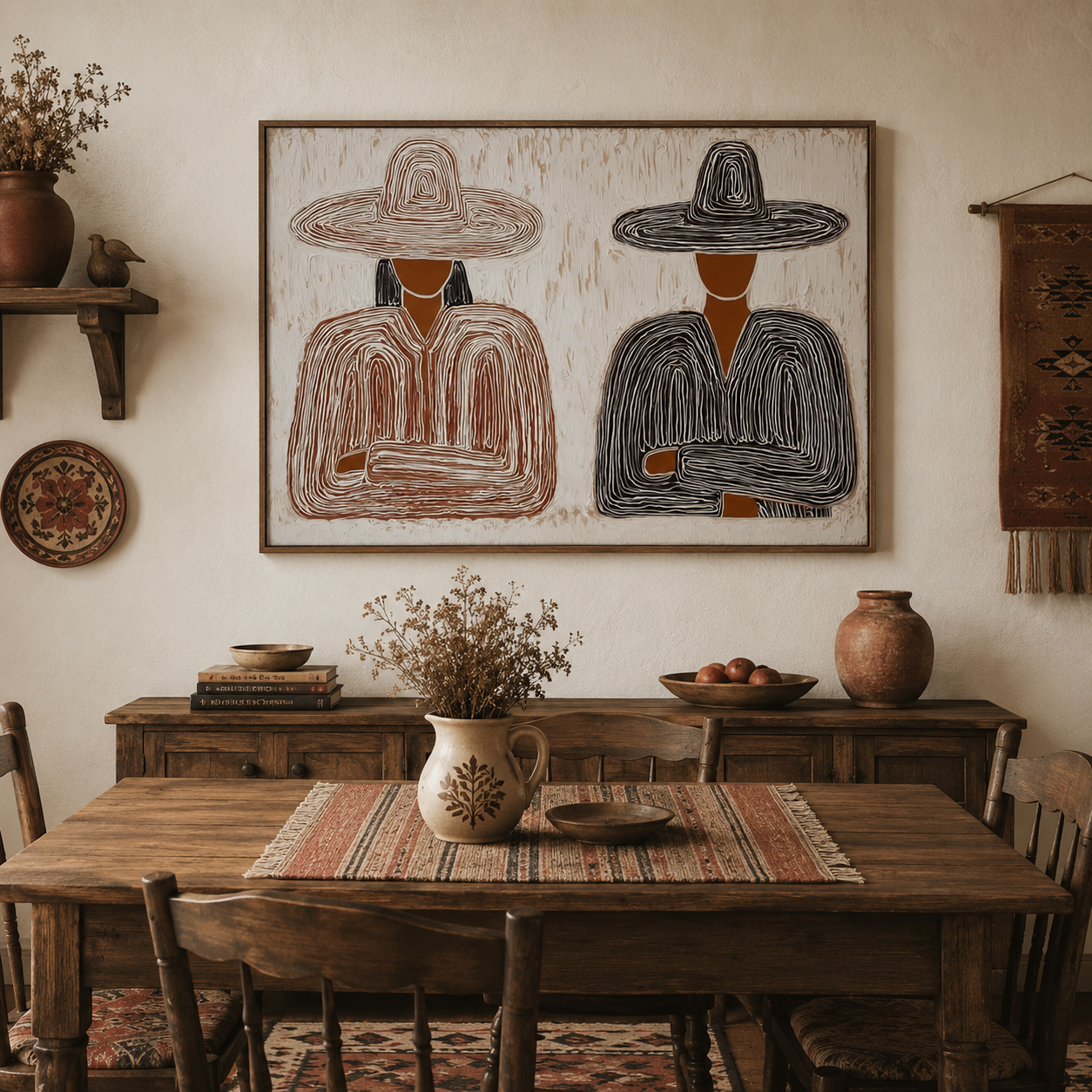 Modern Wabi Sabi Art With Textured Lines For Minimalist Home Decor