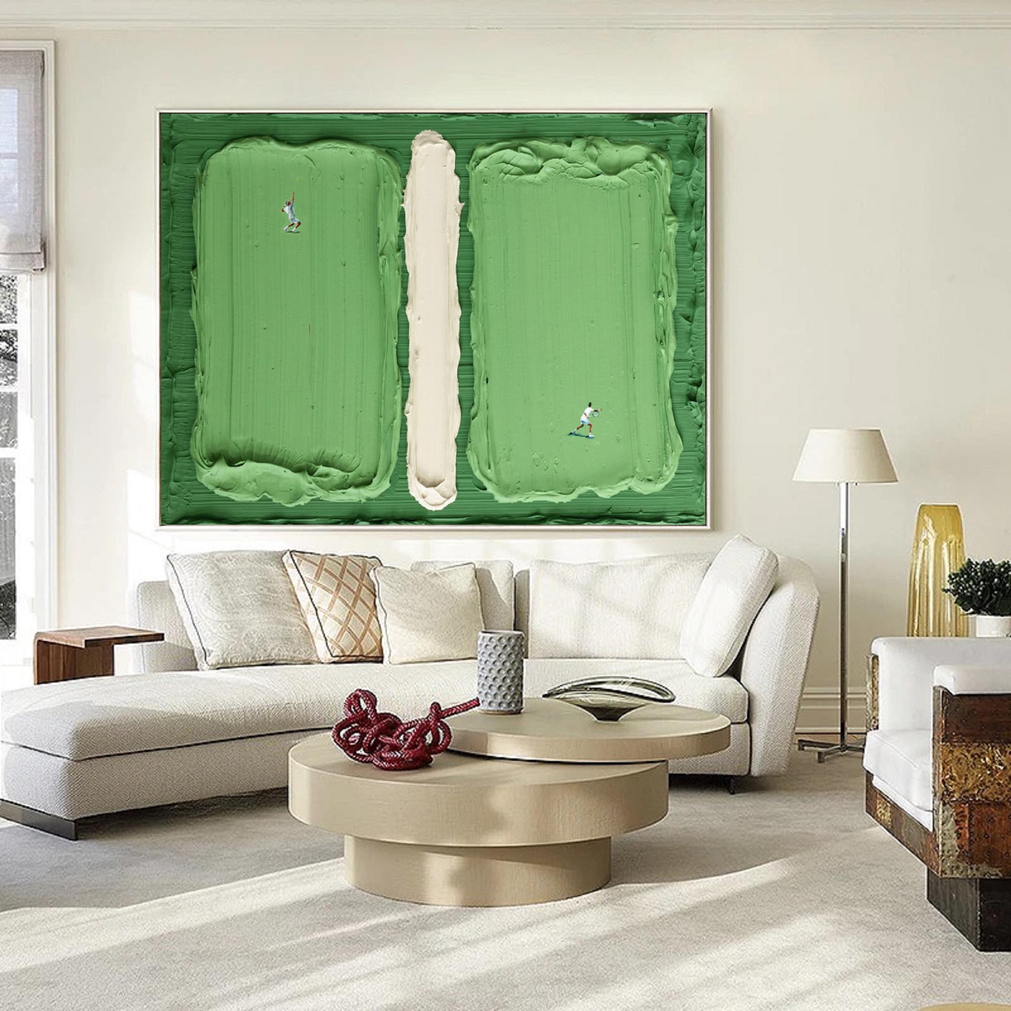green Tennis Court Art green Tennis Ball 3D Texture Impasto Art