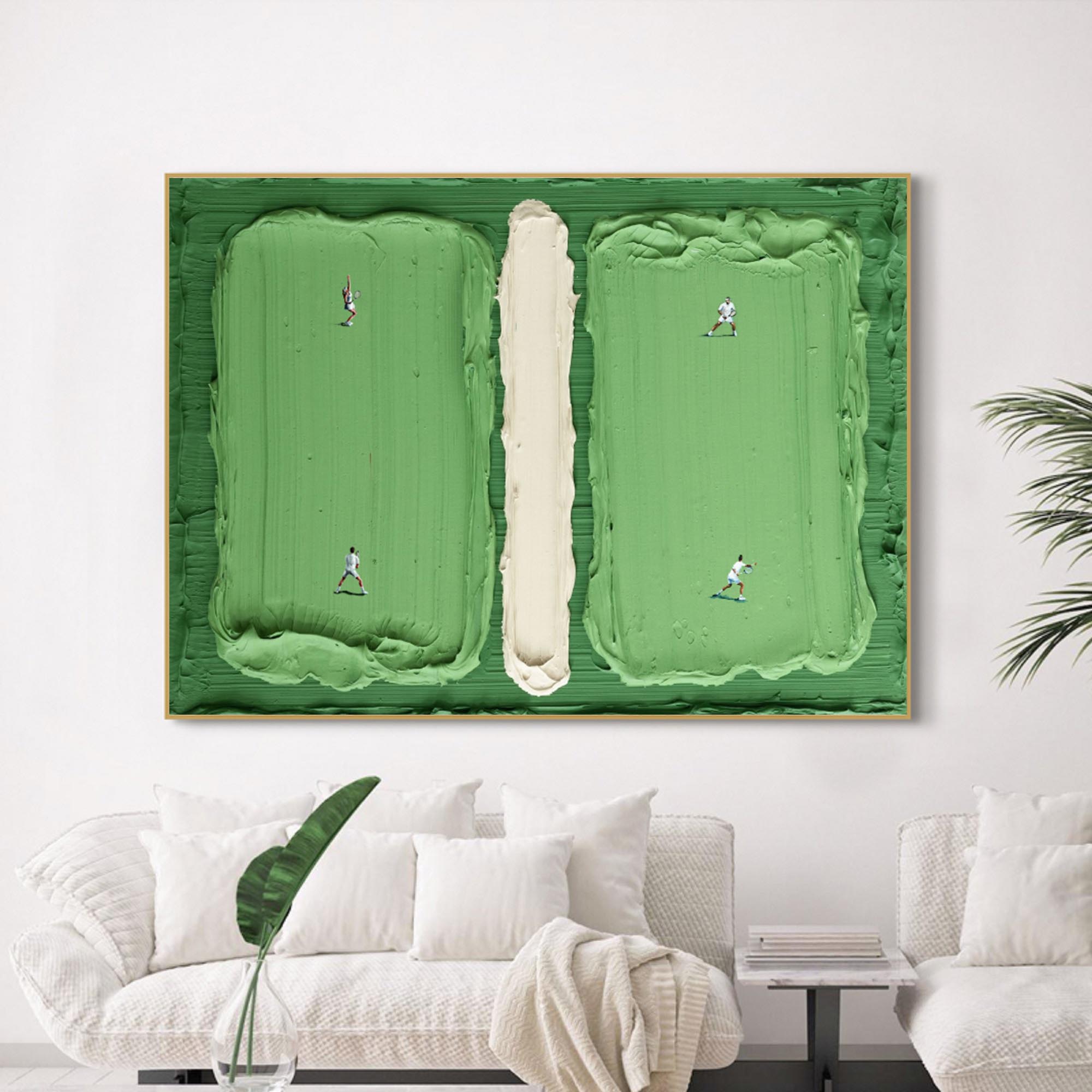 green Tennis Court Art green Tennis Ball 3D Texture Impasto Art