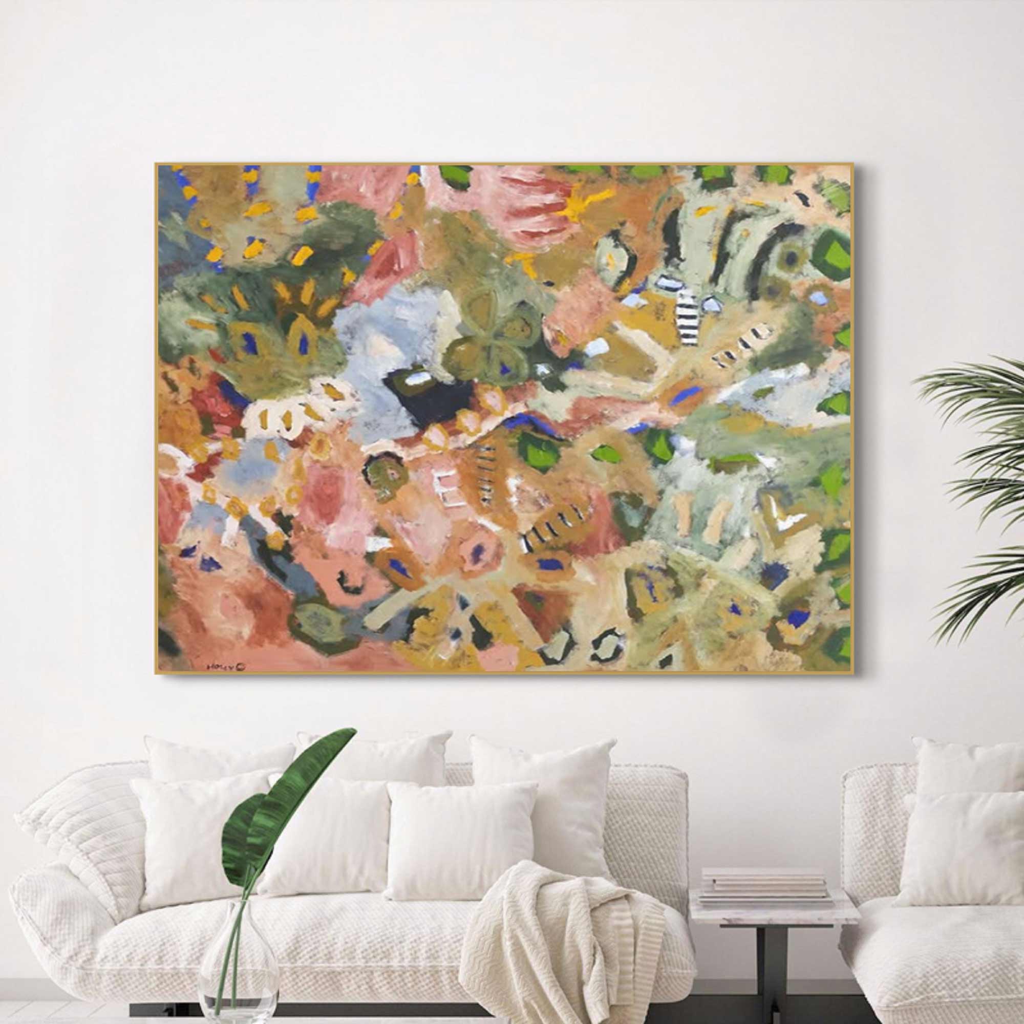 brown pop abstract art brown graffiti art Earth-toned floral painting