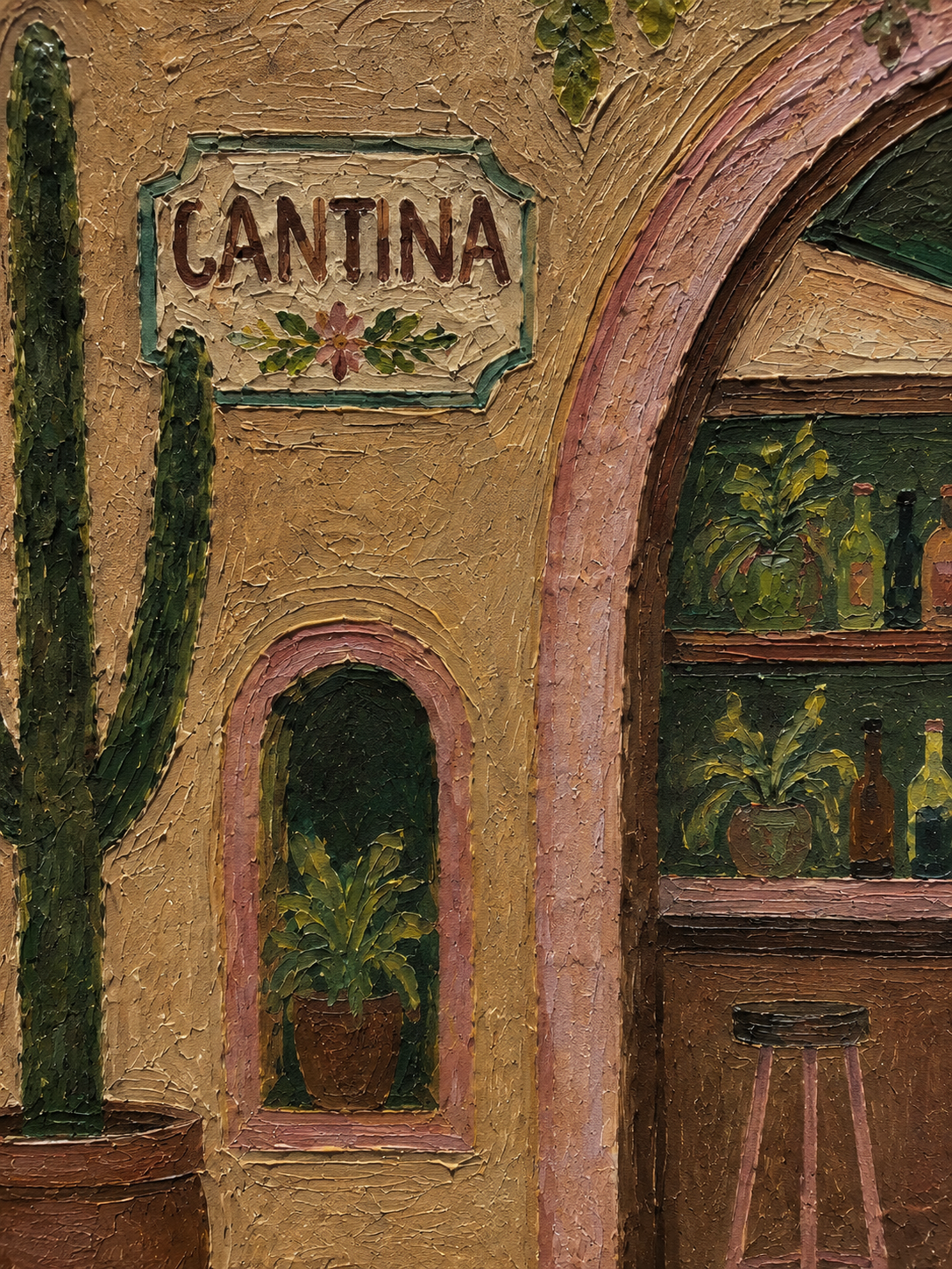Retro Surfer Cantina Painting For Beach House Decor Cantina Wall Art, Western Coastal Surf Decor