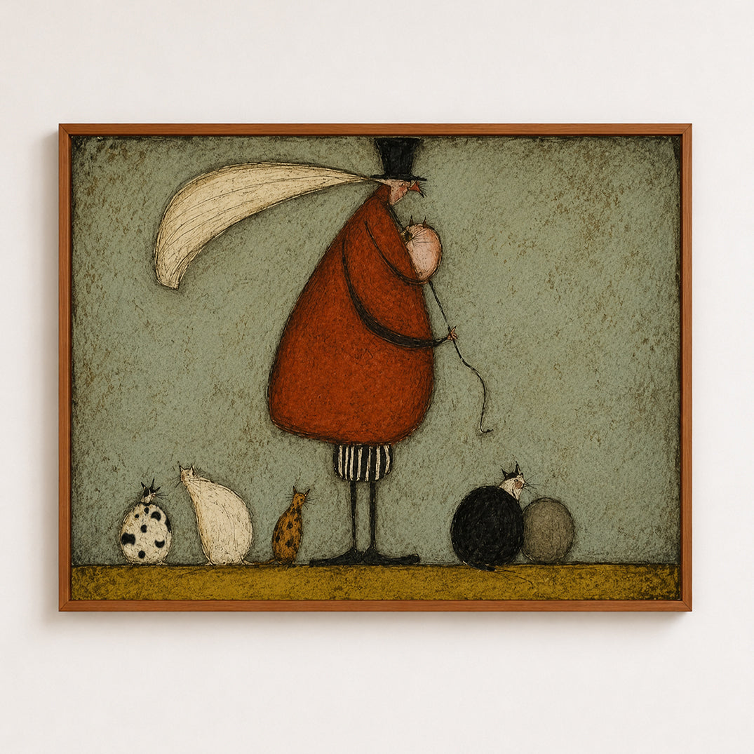 Retro Style Gentleman And Cat Art Unique Square Canvas For Modern Home Decor